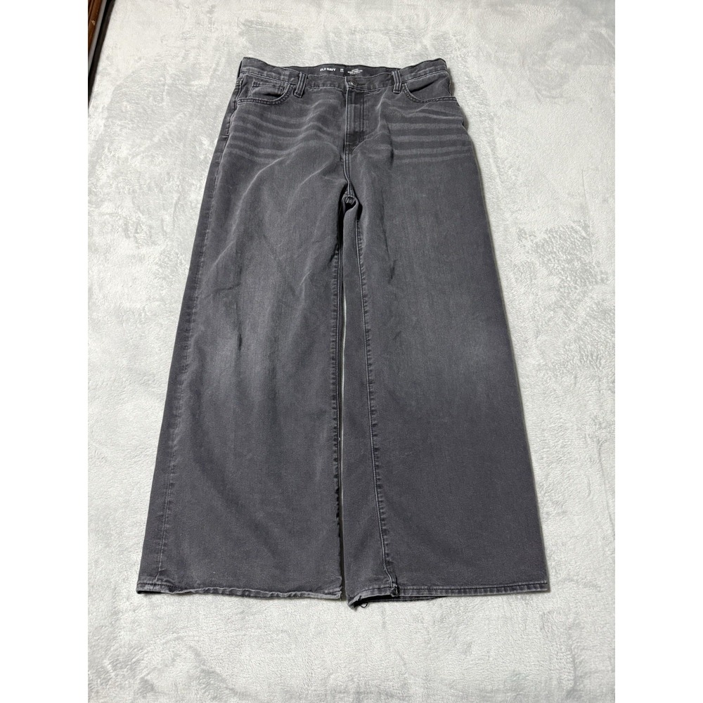 Old Navy Jeans Womens 20 Plus Black Wow Baggy Wide Leg High Rise 33x28